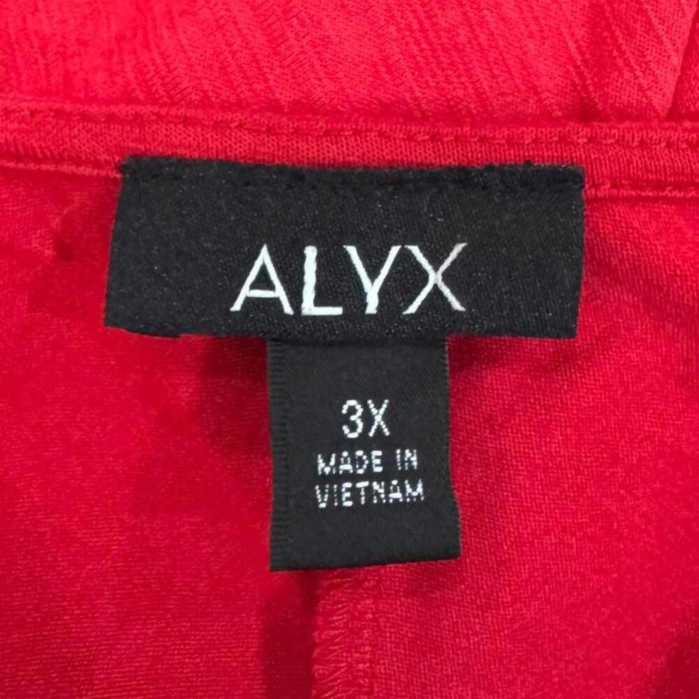 Alyx Red Lattice Ruched Sleeves Shark Bite Hem Top Plus Size 3X - Picture 5 of 5